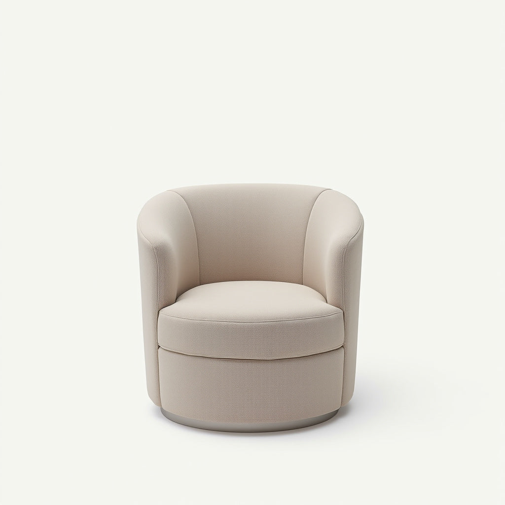 Modern Bouclé Swivel Barrel Chair