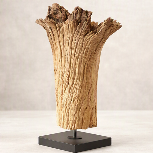 Engraved Floral Beech Wood Table Lamp, view 3