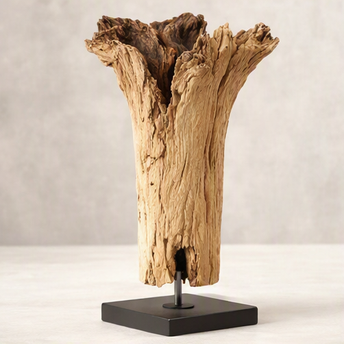 Engraved Floral Beech Wood Table Lamp, view 4