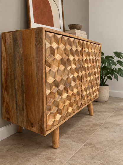 Elara Geometric Wood Storage Cabinet, view 5