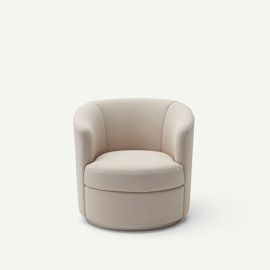 Modern Bouclé Swivel Barrel Chair